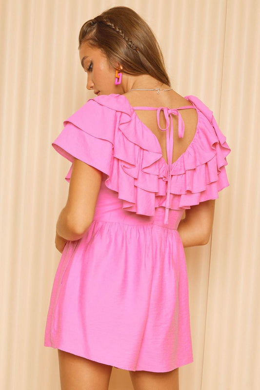 Idem Ditto Ruffled Layered Tie Back Romper - Shop Style & More | Fresh Looks, Everyday Deals & Free Shipping