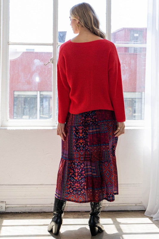 ODDI Full Size Printed Tiered Maxi Skirt - Shop Style & More | Fresh Looks, Everyday Deals & Free Shipping
