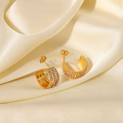 Stainless Steel Inlaid Zircon C-Hoop Earrings Earring