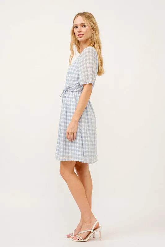 And The Why Puff Sleeve Ruched Button Front Gingham Dress - Shop Style & More | Fresh Looks, Everyday Deals & Free Shipping