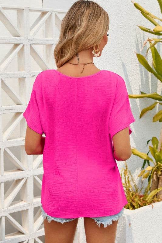 Laurel V Neck Short Sleeve Blouse - Shop Style & More | Fresh Looks, Everyday Deals & Free Shipping