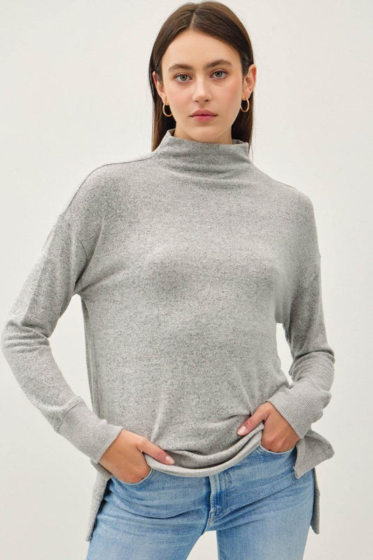 Be Cool Side Slit Mock Neck Long Sleeve Tunic Top - Shop Style & More | Fresh Looks, Everyday Deals & Free Shipping
