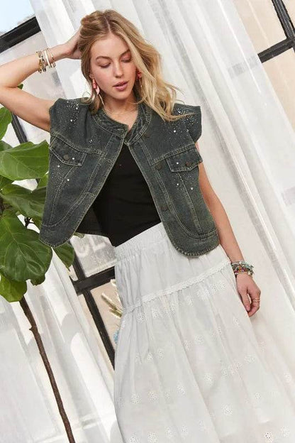 ADORA Sleeveless Button Down Denim Jacket - Shop Style & More | Fresh Looks, Everyday Deals & Free Shipping