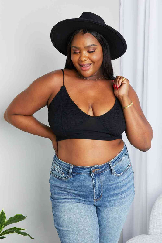 Zenana Full Size Textured Spaghetti Strap Bralette in Black - Shop Style & More | Fresh Looks, Everyday Deals & Free Shipping