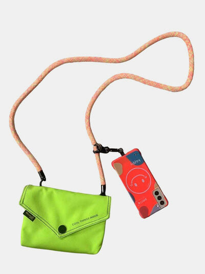 Himawari Solid Color Envelope Shape Crossbody Bag with Removable Strap Neon One Size Bags