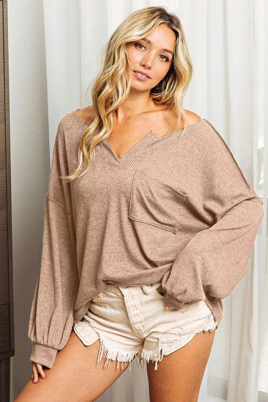 BiBi Exposed Seam Long Sleeve Top - Shop Style & More | Fresh Looks, Everyday Deals & Free Shipping