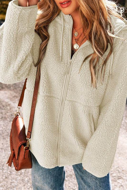 Women Fleece Zip Up Hooded Pocketed Jacket - Shop Style & More | Fresh Looks, Everyday Deals & Free Shipping