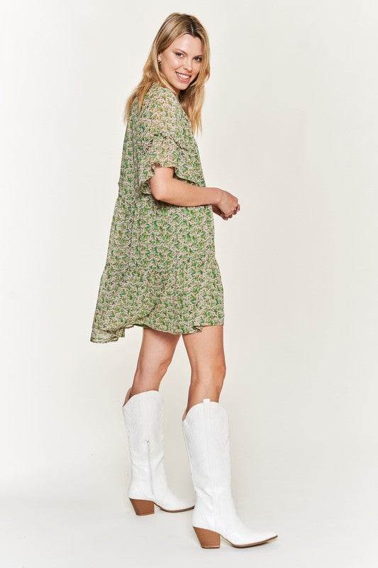 Floral print v-neck mini dress JBJ1054-1 - Shop Style & More | Fresh Looks, Everyday Deals & Free Shipping