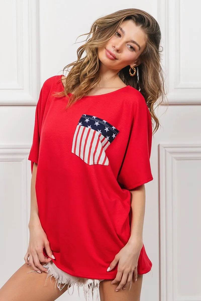 BiBi French Terry With Front Pocket Dolman Sleeves Top - Shop Style & More | Fresh Looks, Everyday Deals & Free Shipping