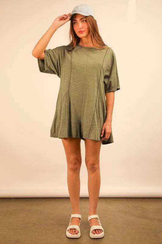 VERY J Mineral Washed Oversized Knit Comfy Romper - Shop Style & More | Fresh Looks, Everyday Deals & Free Shipping