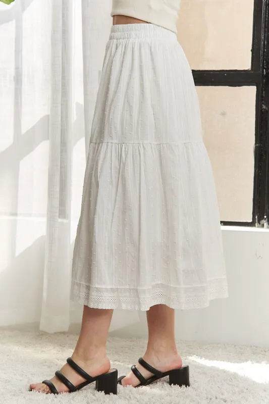 ADORA Elastic Waistband Tiered Midi Skirt - Shop Style & More | Fresh Looks, Everyday Deals & Free Shipping