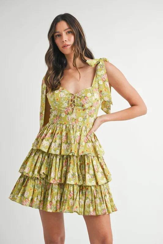 MABLE Floral Print Shoulder Tie Layered Mini Dress - Shop Style & More | Fresh Looks, Everyday Deals & Free Shipping