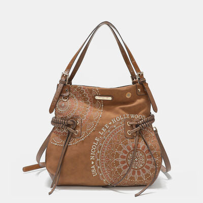 Nicole Lee USA Side Braided Tassel Inlaid Rhinestone Embroidery Hobo Bag Bags