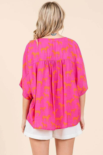 Mittoshop Zebra Print V-Neck Button Down Dolman Sleeve Top - Shop Style & More | Fresh Looks, Everyday Deals & Free Shipping
