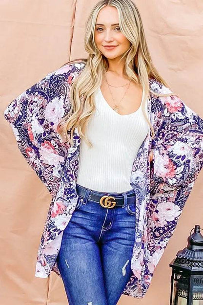 And The Why Floral Print Dolman Sleeve Kimono Cardigan - Shop Style & More | Fresh Looks, Everyday Deals & Free Shipping
