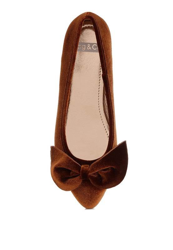 Pothos Luxurious Velvet Bow Ballerinas - Shop Style & More | Fresh Looks, Everyday Deals & Free Shipping