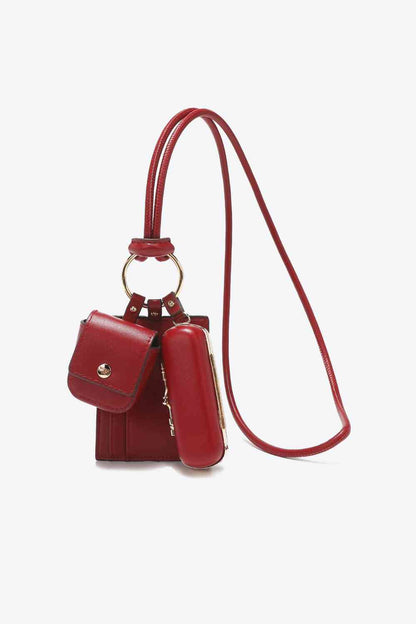 Nicole Lee USA Vegan Leather 3-Piece Lanyard Set Berry Red One Size Bags