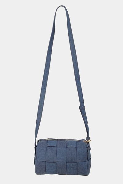 Fame Woven Crossbody Bag with Adjustable Strap Dusty Blue One Size Bags