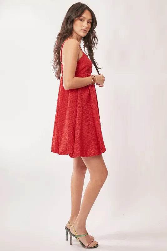 Davi & Dani Textured Sweetheart Neckline Bubble Hem Dress - Shop Style & More | Fresh Looks, Everyday Deals & Free Shipping