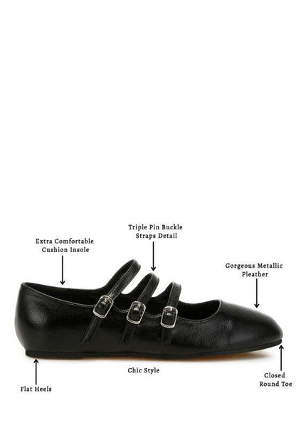 Macarina Triple Strap Mary Jane Ballerinas - Shop Style & More | Fresh Looks, Everyday Deals & Free Shipping