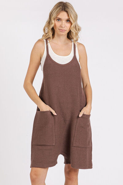 Mittoshop Scoop Neck Spaghetti Strap Overalls with Pockets Jumpsuits