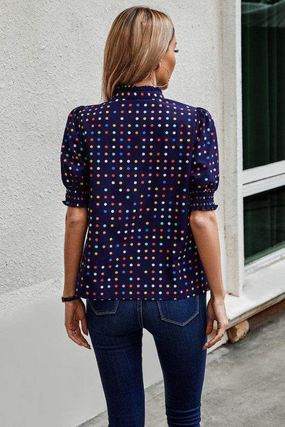 Polka Dot Print Puff Sleeve Loose Shirt - Shop Style & More | Fresh Looks, Everyday Deals & Free Shipping