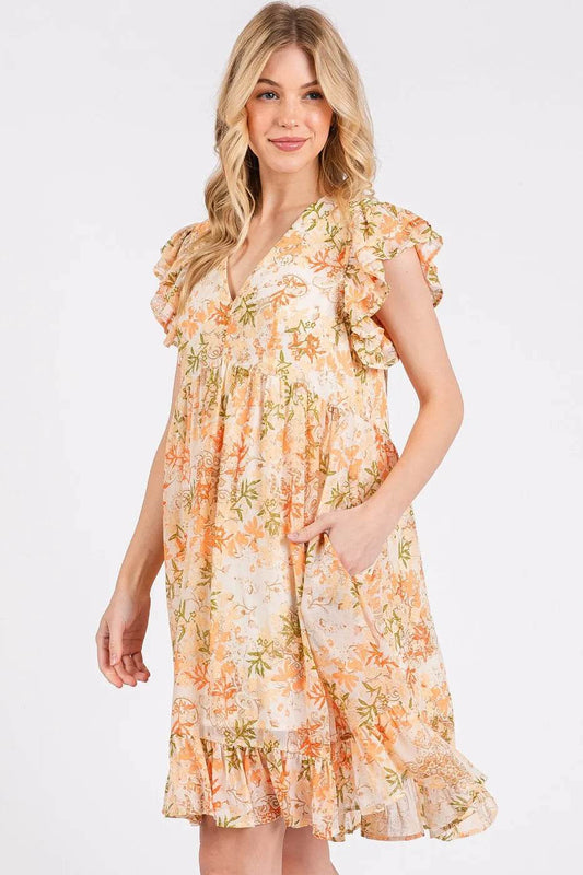 Mittoshop Floral Chiffon Ruffle Short Sleeve Mini Dress - Shop Style & More | Fresh Looks, Everyday Deals & Free Shipping