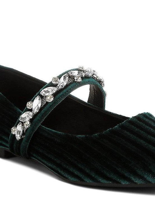 Dresden Diamante Brooch Velvet Ballerinas - Shop Style & More | Fresh Looks, Everyday Deals & Free Shipping