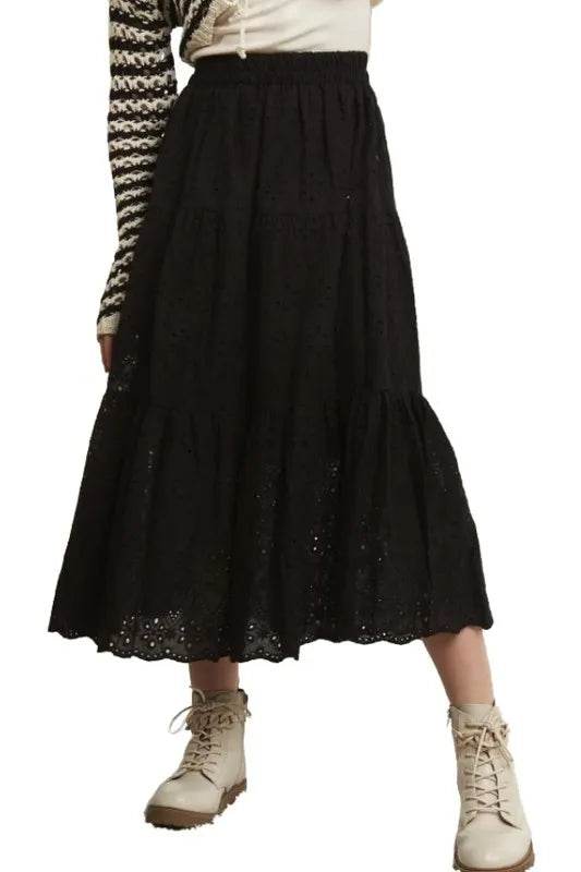 ADORA Elastic Waistband Tiered Midi Skirt - Shop Style & More | Fresh Looks, Everyday Deals & Free Shipping