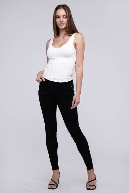 Premium Rayon Double Layered V-Neck Tank Top - Shop Style & More | Fresh Looks, Everyday Deals & Free Shipping