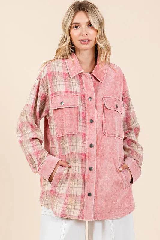 Mittoshop Plaid Button Down Drop Shoulder Jacket - Shop Style & More | Fresh Looks, Everyday Deals & Free Shipping