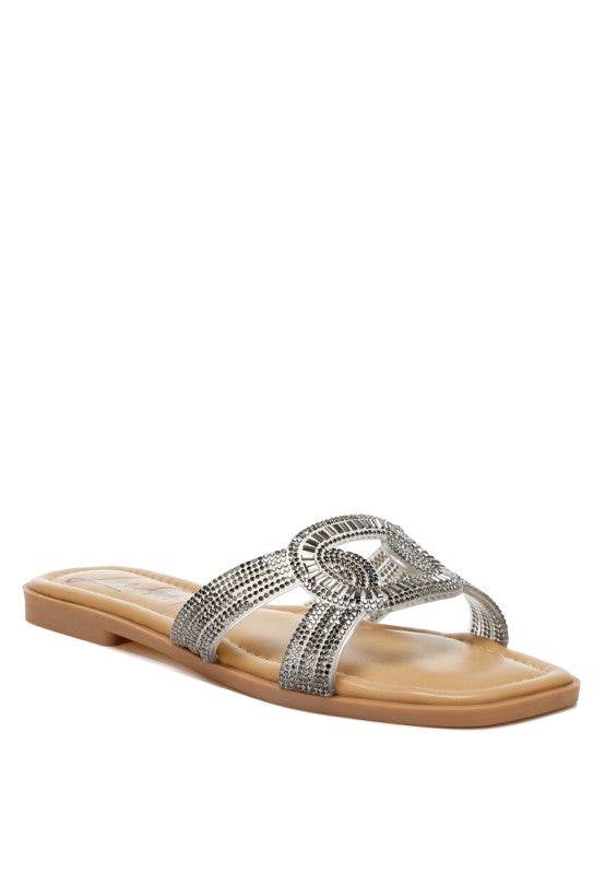 Minople Rhinestones Embellished Flat Sandals - Shop Style & More | Fresh Looks, Everyday Deals & Free Shipping