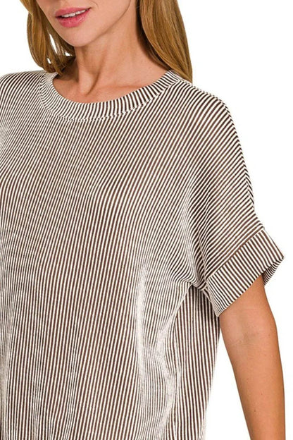 Zenana Corded Rib Short Sleeve T-Shirt - Shop Style & More | Fresh Looks, Everyday Deals & Free Shipping