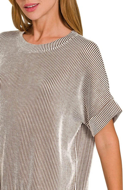 Zenana Corded Rib Short Sleeve T-Shirt - Shop Style & More | Fresh Looks, Everyday Deals & Free Shipping