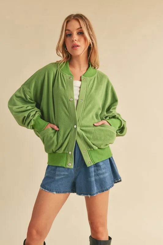 Aemi + Co Snap Down Drop Shoulder Brushed Jacket - Shop Style & More | Fresh Looks, Everyday Deals & Free Shipping