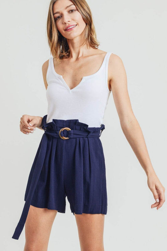 Cotton Bleu by Nu Label Buckle Belt Cotton Linen Shorts - Shop Style & More | Fresh Looks, Everyday Deals & Free Shipping