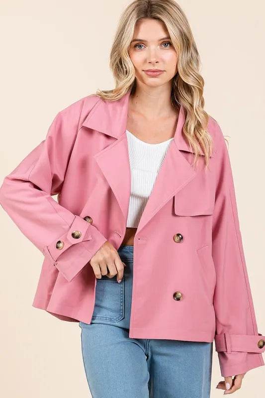 Mittoshop Double Breasted Long Sleeve Trench Coat Jacket - Shop Style & More | Fresh Looks, Everyday Deals & Free Shipping