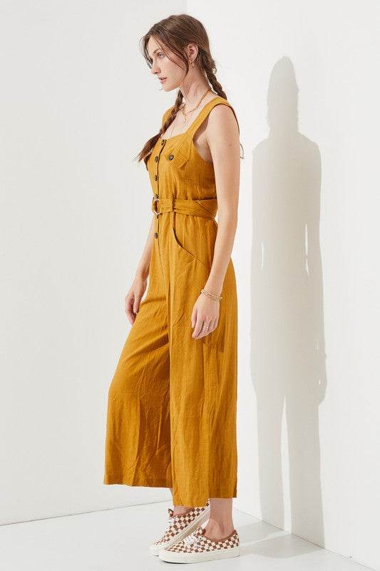 PLUS SLEEVELESS SQUARE NECK BUTTON ANKLE JUMPSUIT - Shop Style & More | Fresh Looks, Everyday Deals & Free Shipping