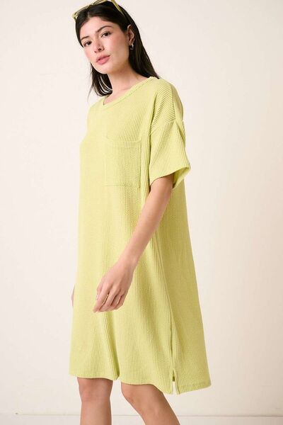 Mittoshop Urban Rib Knit Short Sleeve Tee Dress Casual Dresses