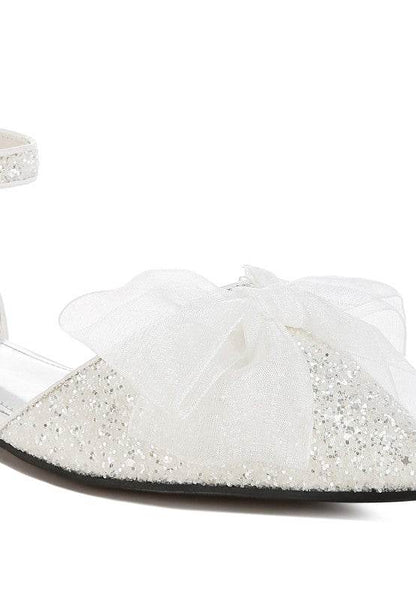 Clarice Sheer Bow Detail Glitter Flat Sandals - Shop Style & More | Fresh Looks, Everyday Deals & Free Shipping