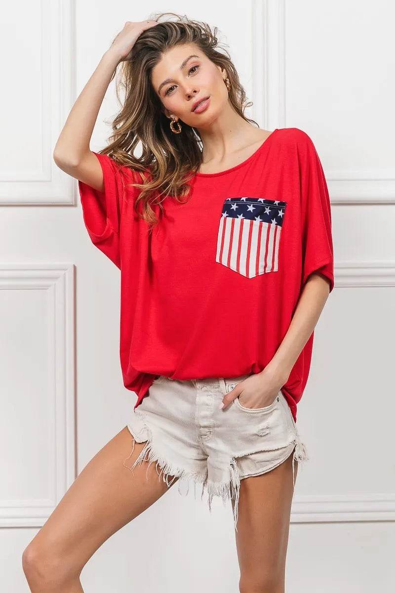BiBi French Terry With Front Pocket Dolman Sleeves Top - Shop Style & More | Fresh Looks, Everyday Deals & Free Shipping