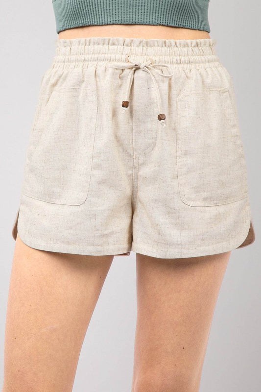 VERY J Drawstring Elastic Waist Linen Shorts - Shop Style & More | Fresh Looks, Everyday Deals & Free Shipping