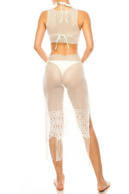 Relaxing Crochet with Tinsel Bottom Mid Cutout Cover Up - Shop Style & More | Fresh Looks, Everyday Deals & Free Shipping