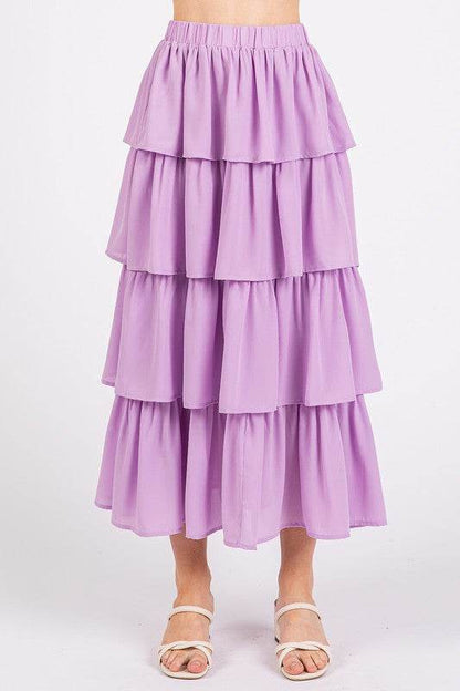 Mittoshop Chiffon Ruffle Layer Elastic Waist Midi Skirt - Shop Style & More | Fresh Looks, Everyday Deals & Free Shipping