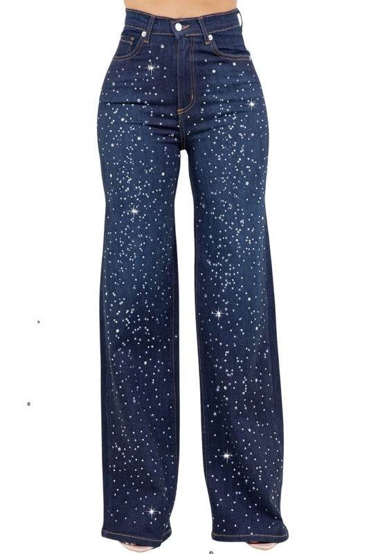 Olivia Rhinestone Wide Leg Jean - Shop Style & More | Fresh Looks, Everyday Deals & Free Shipping