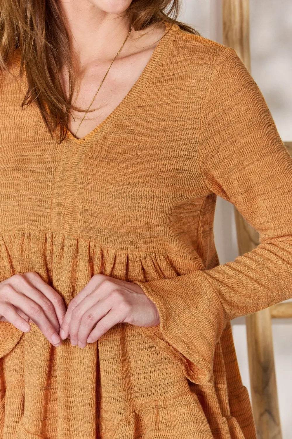 Hailey & Co Full Size V-Neck Flounce Sleeve Blouse - Shop Style & More | Fresh Looks, Everyday Deals & Free Shipping
