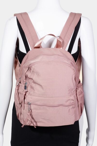 Fame Nylon Multi Pocket Backpack Bag Dusty Pink One Size Bags