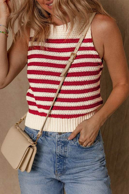 Robin Textured Knit Ribbed Hem Sweater Tank Top - Shop Style & More | Fresh Looks, Everyday Deals & Free Shipping
