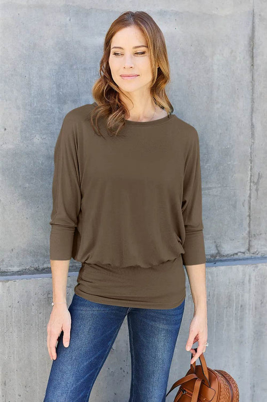 Basic Bae Full Size Round Neck Batwing Sleeve Top - Shop Style & More | Fresh Looks, Everyday Deals & Free Shipping