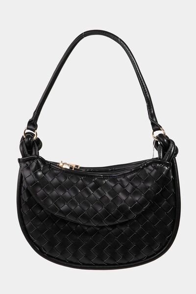 Fame PU Leather Basket Weave Half Moon Bag Bags